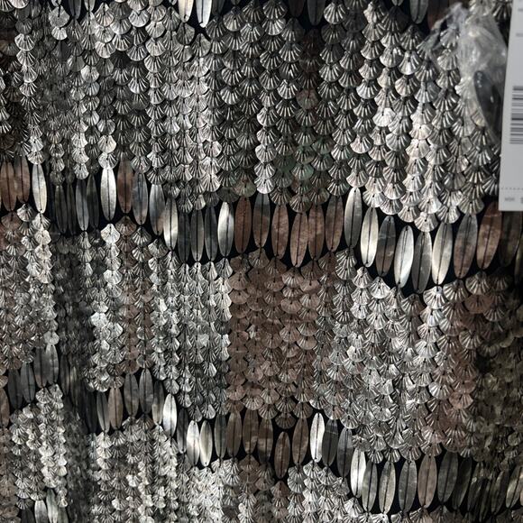 Elie Tahari Womans Java Sequin Blouse Shirt Size S Art Deco Silver Platinum NWT - Picture 6 of 7